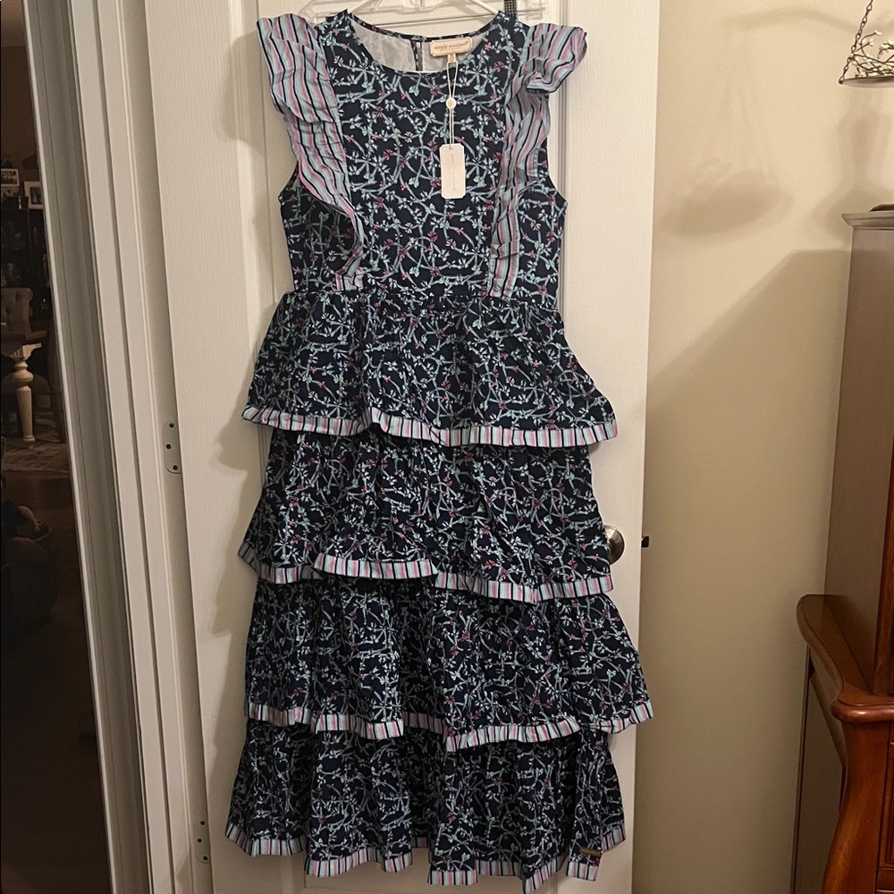 Floral Tiered Dress - Blue and Pink